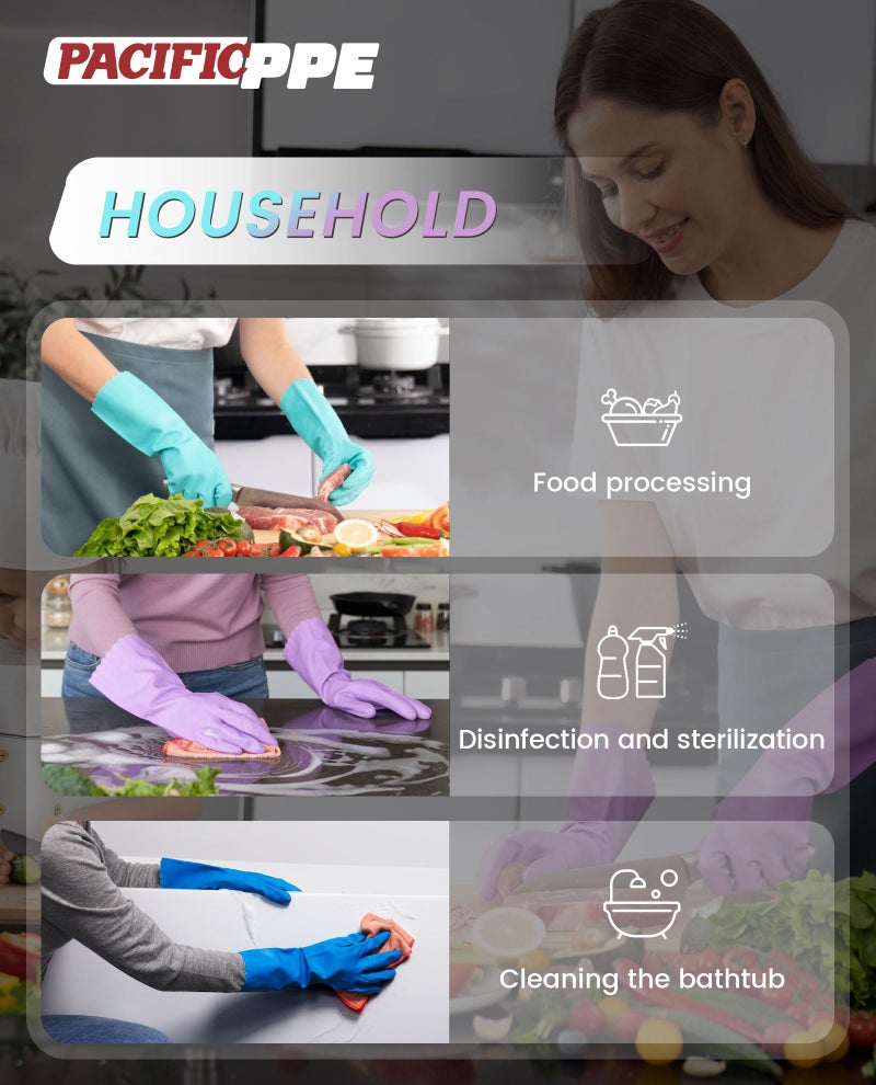 PACIFIC PPE 2 Pairs Dishwashing Cleaning Gloves with Latex free, Cotton lining, Kitchen Gloves (Purple+Blue, Medium) - Image 4